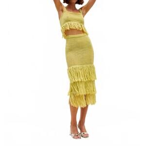 SAYLOR Yellow Fringe Skirt Set